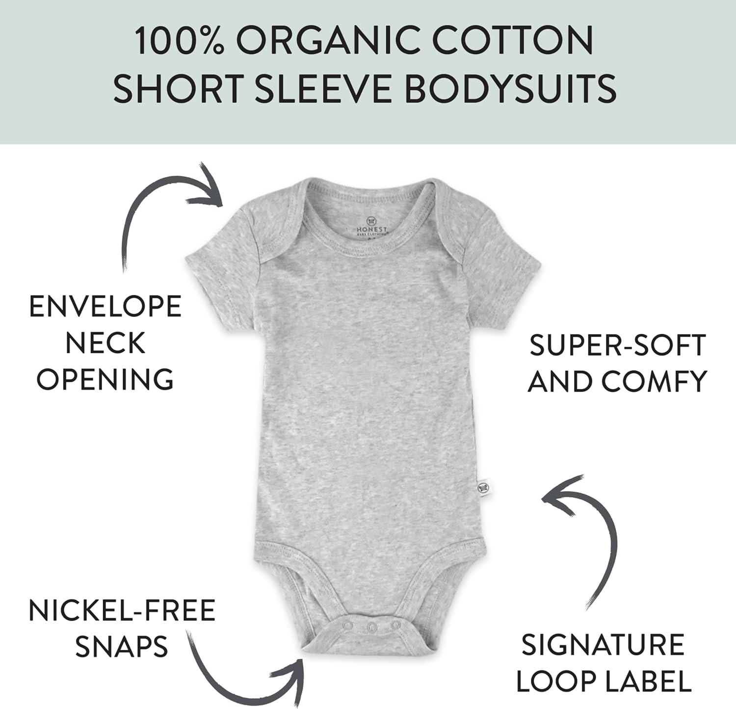 HonestBaby Baby 5-pack Short Sleeve Bodysuits One-piece 100% Organic Cotton for Infant Baby Boys