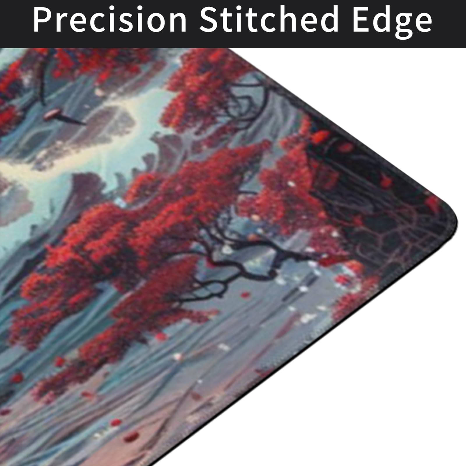 Alfombrilla de escritorio japonesa, 48 x 24 pulgadas, alfombrilla de mouse grande extendida con ondas marinas, tamaño XXXL, alfombrilla de mouse para juegos con base antideslizante de 3 mm y