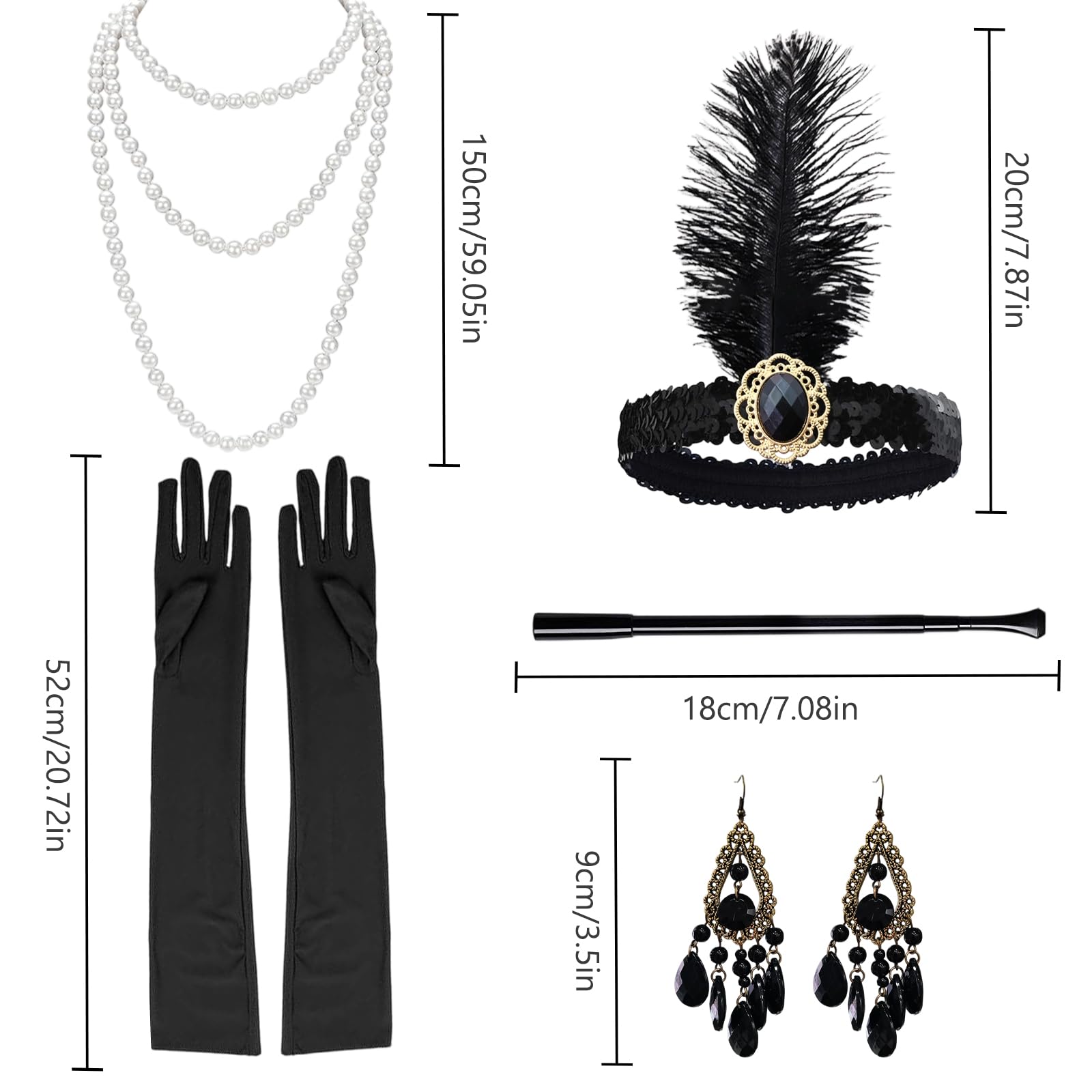CERCTLA 1920s Accessories for Women 5 Pcs 1920s Flapper Great Gatsby Accessories Set - Image 2