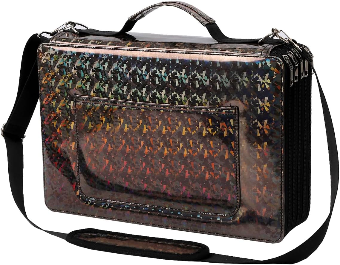 Large Capacity Colored Pencil Case - 600 Individual Slots PU leather with Zipper Closure Portable Organizer for Watercolor Pencils Ideal for Artists（Black）