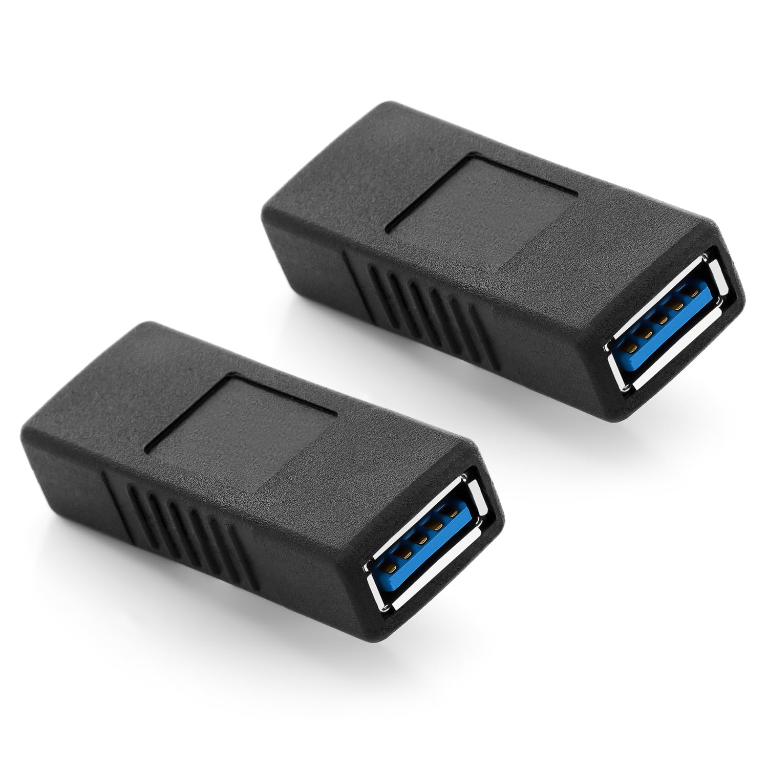 deleyCON 2 Stück USB 3.0 Adapter Kupplung Verbindung Koppler Erweiterung - A-Buchse zu A-Buchse - 2 USB Kabel verbinden - verlängern - Schwarz