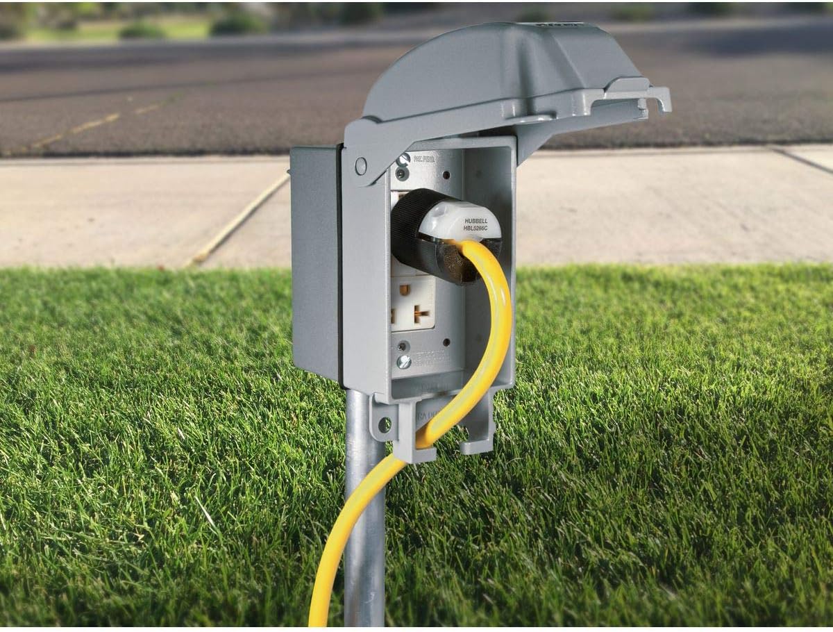 TayMac MX3200 Single Gang Vertical Metal Weatherproof Receptacle Cover, Gray Finish - Electrical Outlet Boxes - 