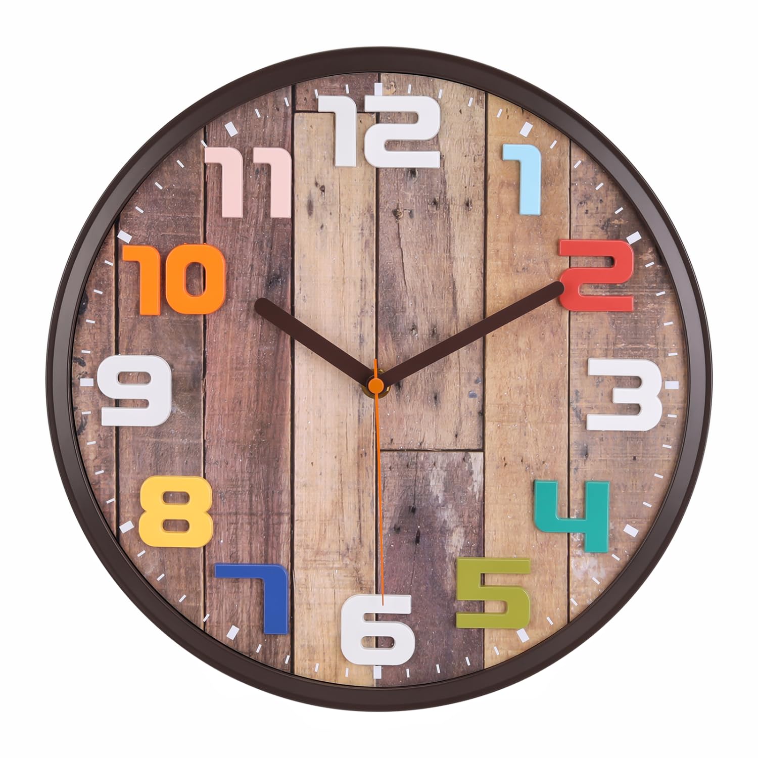 Horloge murale Topkey bois silencieuse décorative ronde 30cm