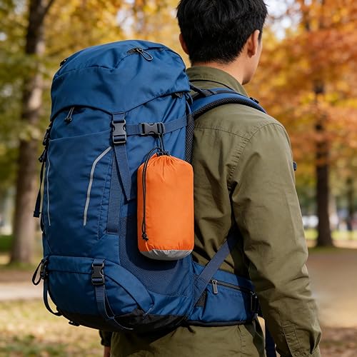 PeakPursuit Camping Double Hammock, Portable Hammock with Tree Straps, Tree Hammocks, Perfect for Outside Indoor Hiking Beach Backpack Travel, Orange