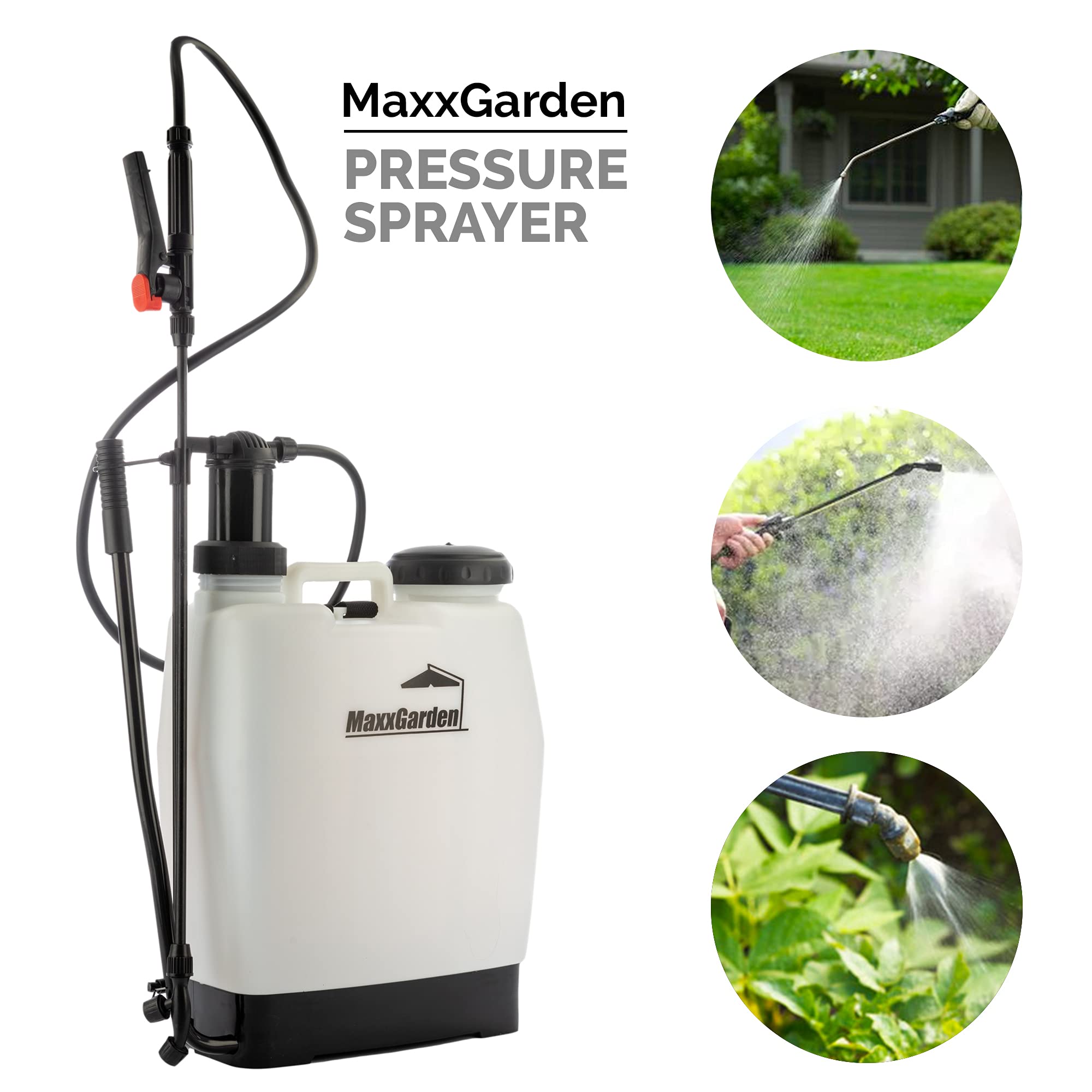 Spruzzatore da giardino per piante ed erbe cattive con tracolla extra, 16 l, 52 x 38 cm, bianco