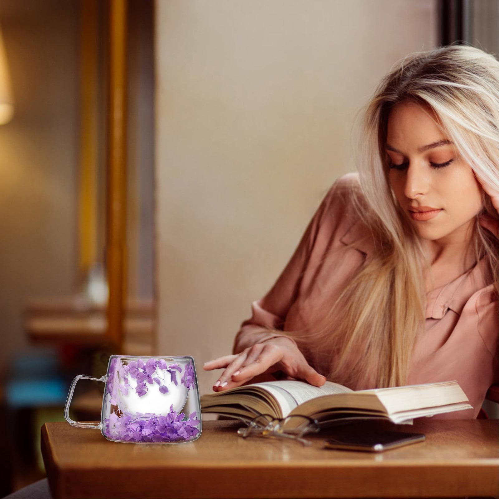 da caffè con fiori secchi, capacità 200 ml, da caffè a fiori