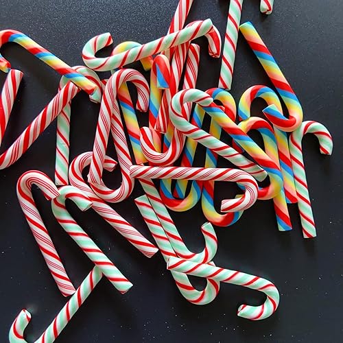 Miniatura 4 de Bastones de caramelo de arcilla de gran tamaño, bastones de caramelo rojo y blanco, bastón de caramelo de Navidad, mini polímero de arcilla suave,