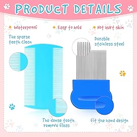 Maitys 8 Pieces Flea Lice Combs Double Sided Lice Cats Dogs and Nit Removal Hair Grooming Plastic and Metal Comb, Head Hair Comb for Pets and Humans(3.5 x 2 Inchrs, 3.54 x 1.57 Inches,Pink, Blue)