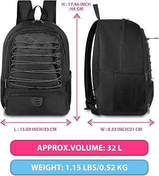 Basketball Bag Backpack for Men Women with Ball & Shoes Compartment 30L Capacity Lightweight Breathable Boys Girls Soccer Ball Bag Backpack Fit Volleyball Football Sports Travel School Gym