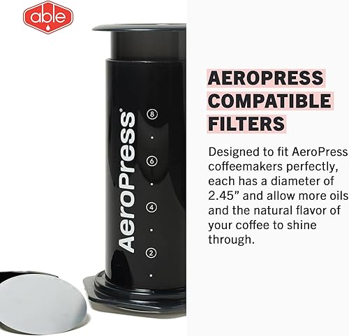 Vista 6 de Able Brewing filtro de café circular para cafeteras AeroPress Coffee y Espresso Maker - Acero inoxidable, reutilizable