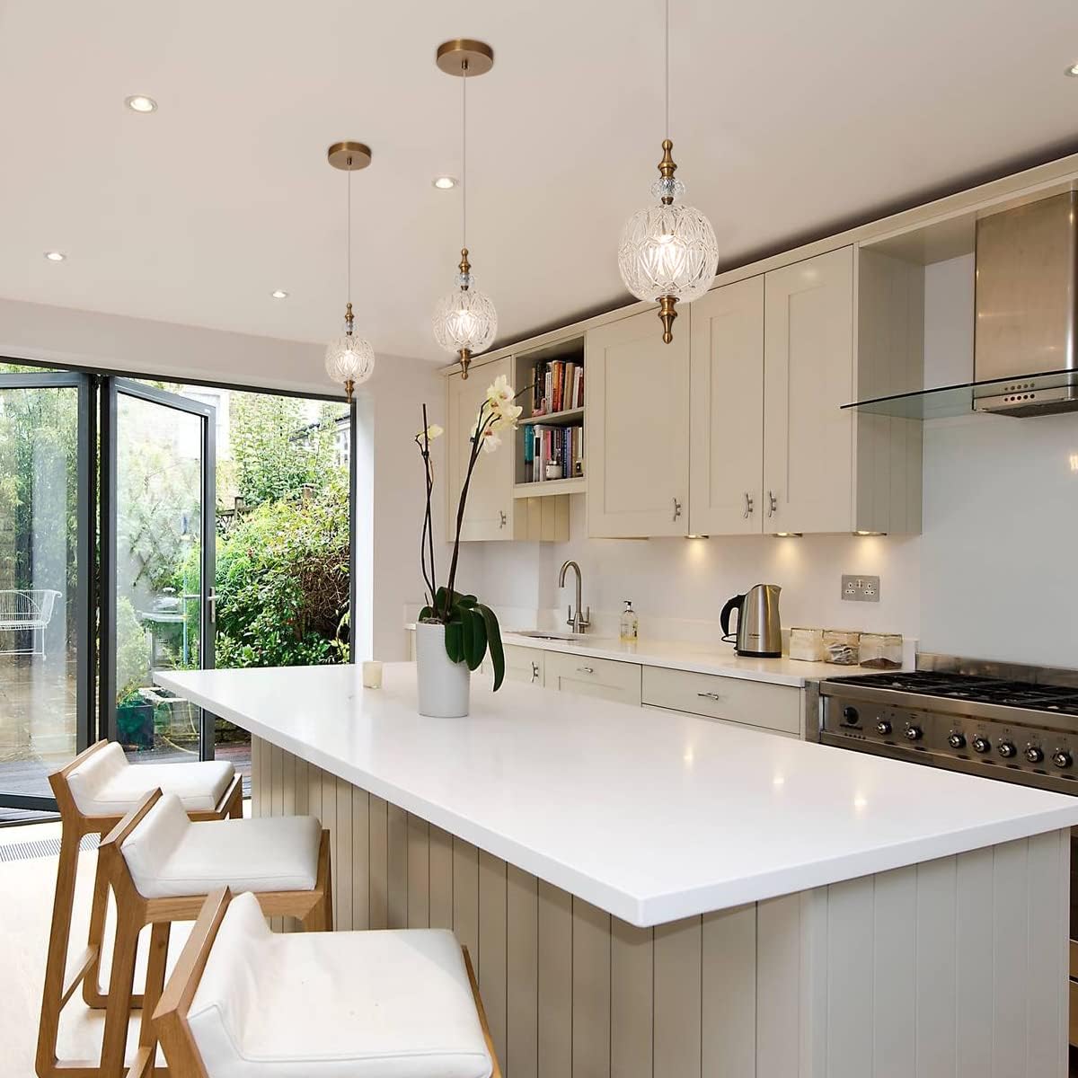 Antique Delicate Decorative Pattern Glass Ceiling Pendant Lighting Adjustable Mini Pendant Light for Kitchen Island Dining Room Bedroom with Original Design