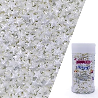 10mm White Sprinkles Edible Stars Cake Decorating Stars Cake Decorations Cupcake Toppers Cookie Decorating Perfect for Cakes,Cupcakes,Desserts Toppings 3OZ