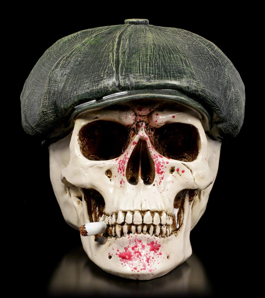 Figuren Shop GmbH Gótico Calavera con Blutigem Cara Im Gangster-Outfit - Gangster Boss Fantasía Calavera, Pintado a Mano