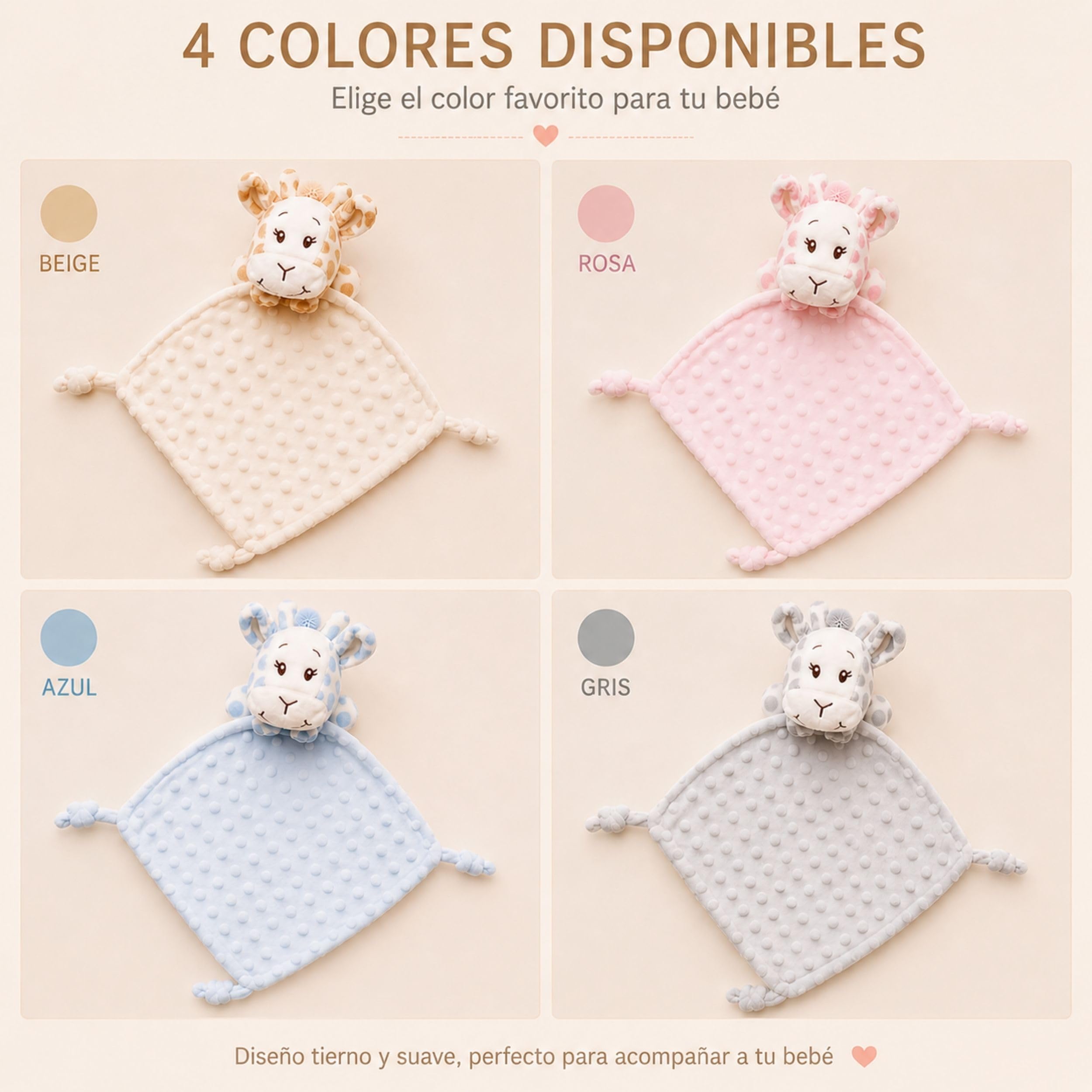 Balu Dudú Jirafa Personalizado con Nombre Bordado │ Doudou Bebé Minky Ultrasuave │ Manta de Apego para Recién Nacido │ Lavable a 30° │ Regalo Bebé Original Baby Shower Niño Niña (JIRAFA BEIGE)