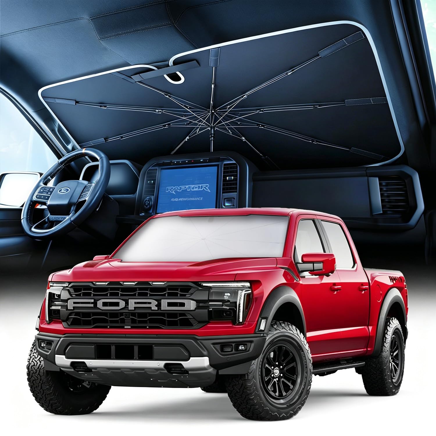 ROWJOWL Truck Windshield Sun Shade Umbrella