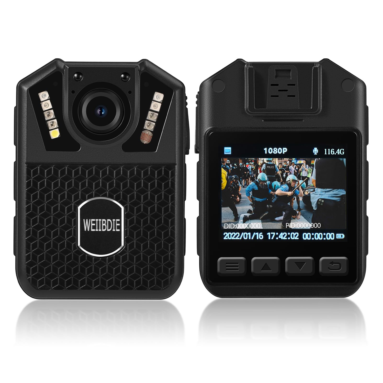 Photo 1 of WEIIBDIE Body Cameras with Audio and Video Recording,1080P,128G Memory,Night Vision,3000mah Battery Last 11-12 Hrs, Wearable Body Cam for Law Enforcement, Security Guard,Civilian,Personal Use