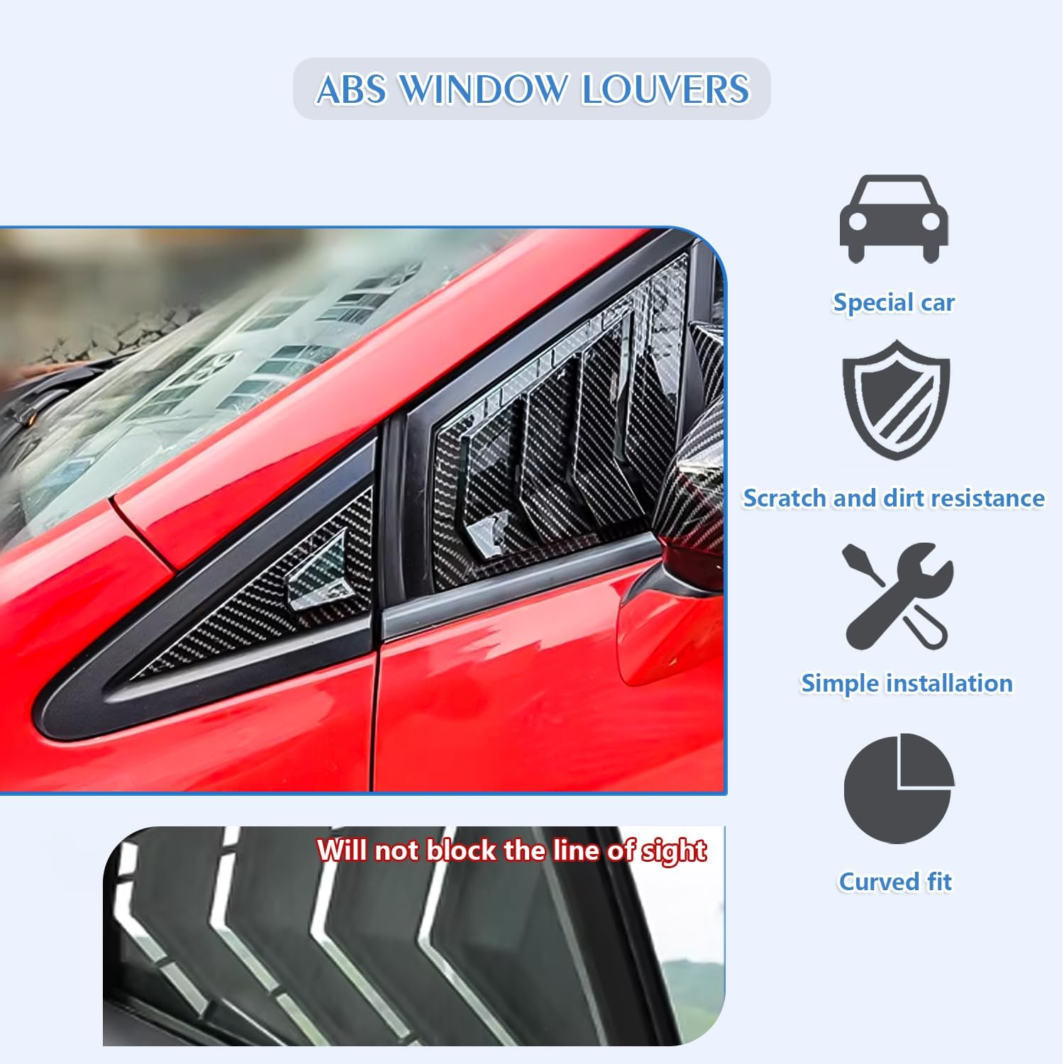 Compatible with Honda 9th Gen Civic 2012 2013 2014 2015 Window Louvers Front Side Racing Style ABS Window Louvers Air Vent Scoop Shades Cover Blinds Car Exterior Accessories Carbon Fiber 4PCS