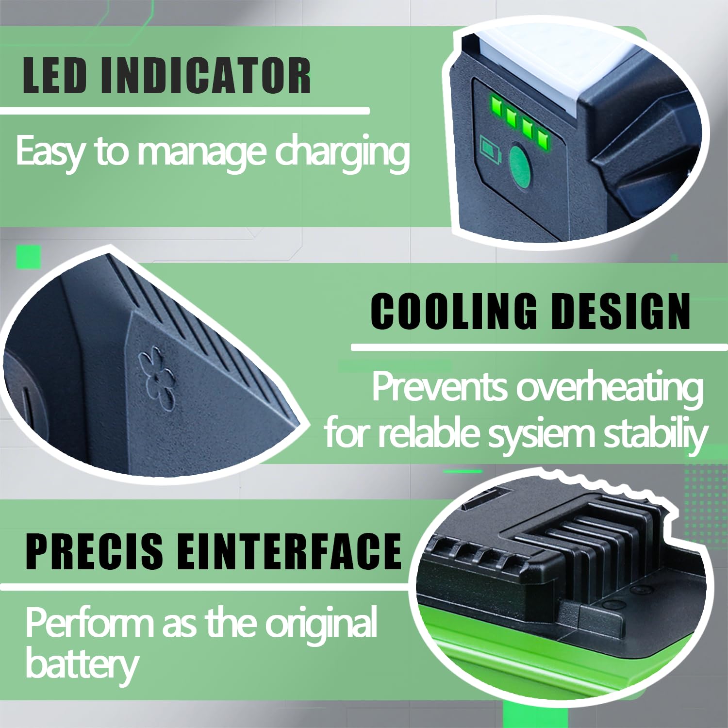 6000mAh Li-Ion Batería Repuesto para Greenworks 40V | Compatible con Greenworks G-MAX 40V, GDC40K2, GDC40K4, MO40L02, MO40L2512, MO40L410 Herramientas eléctricas