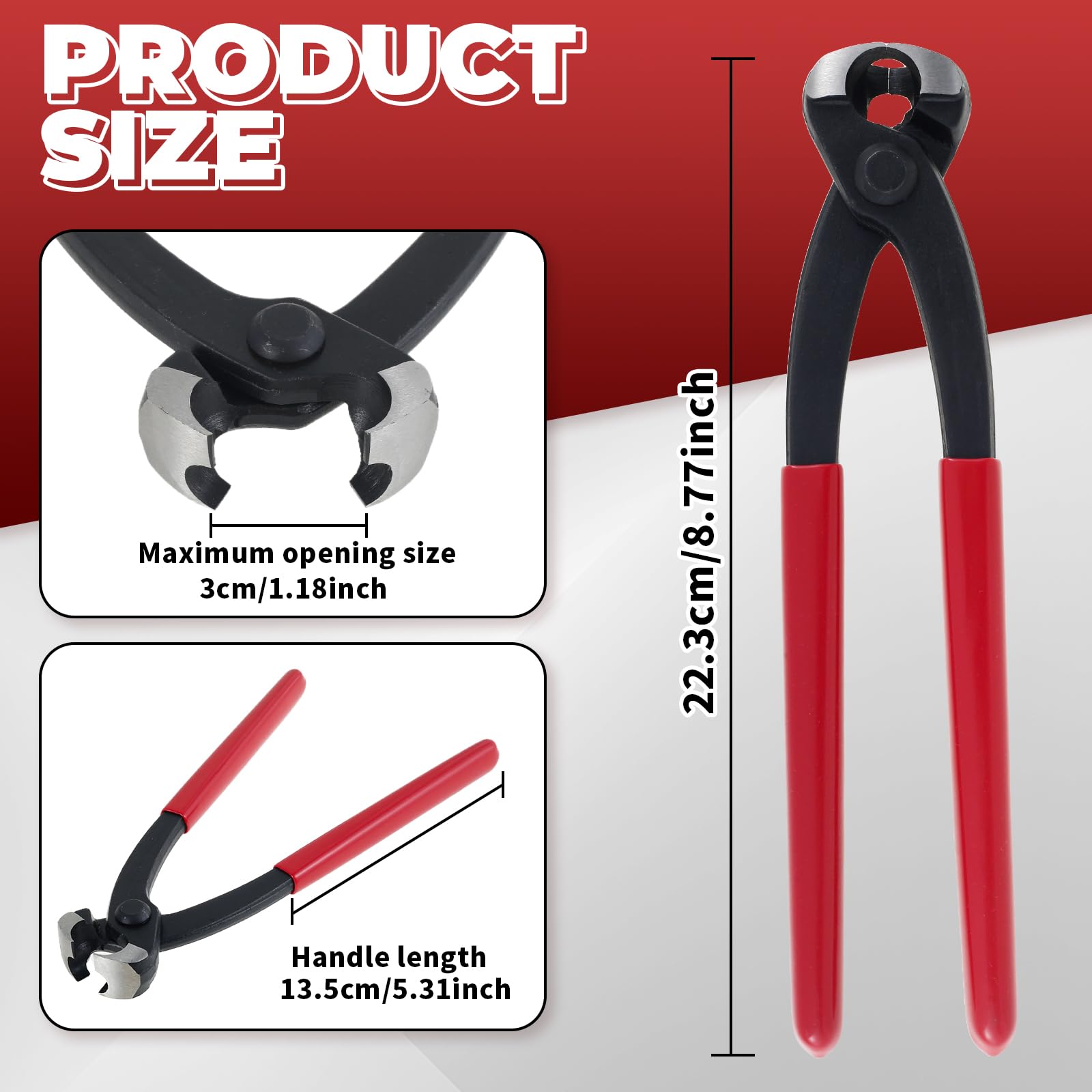 Single Ear Clamp Pincer Solid Nail Puller Tool Carbon Steel Ear Clamp Pliers Tool with Handle Versatile Clamps Tool Clamp Pincer Anti Slip Clamp Pincers Crimping Tool for Repairing Pipes Fuel Lines