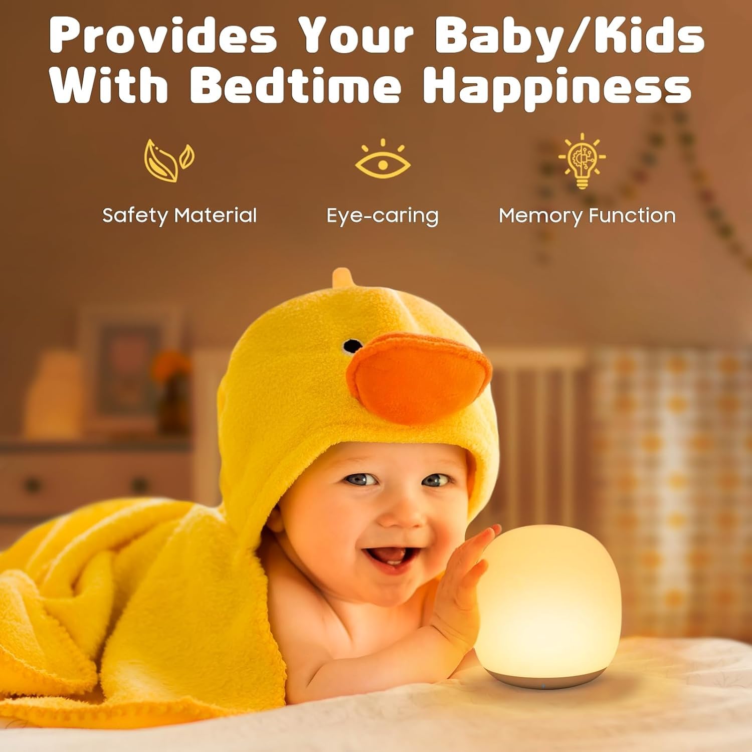 CooPark Dodo luce notturna, regalo per bambini, ragazze, lampada d'anatra, lampada da comodino con timer portatile dimmerabile, per cameretta dei bambini, camera da letto, scrivania