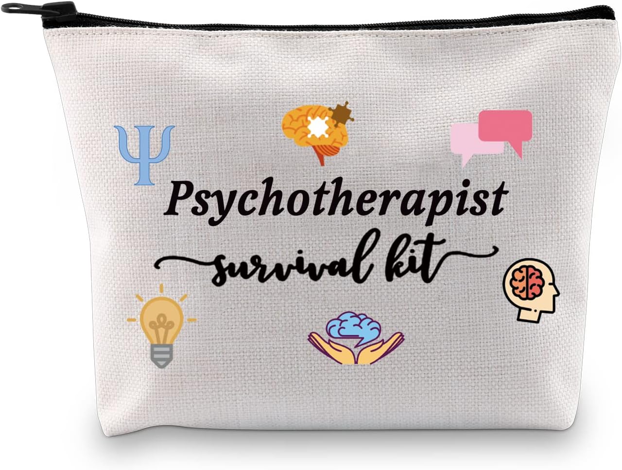 JTOUK Psychotherapist Gift Mental Health Therapist Makeup Bag Psychotherapist Survival kit Thank You Gift for Psychological Counselor Teacher (Survival Psychotherapist Bag EU)