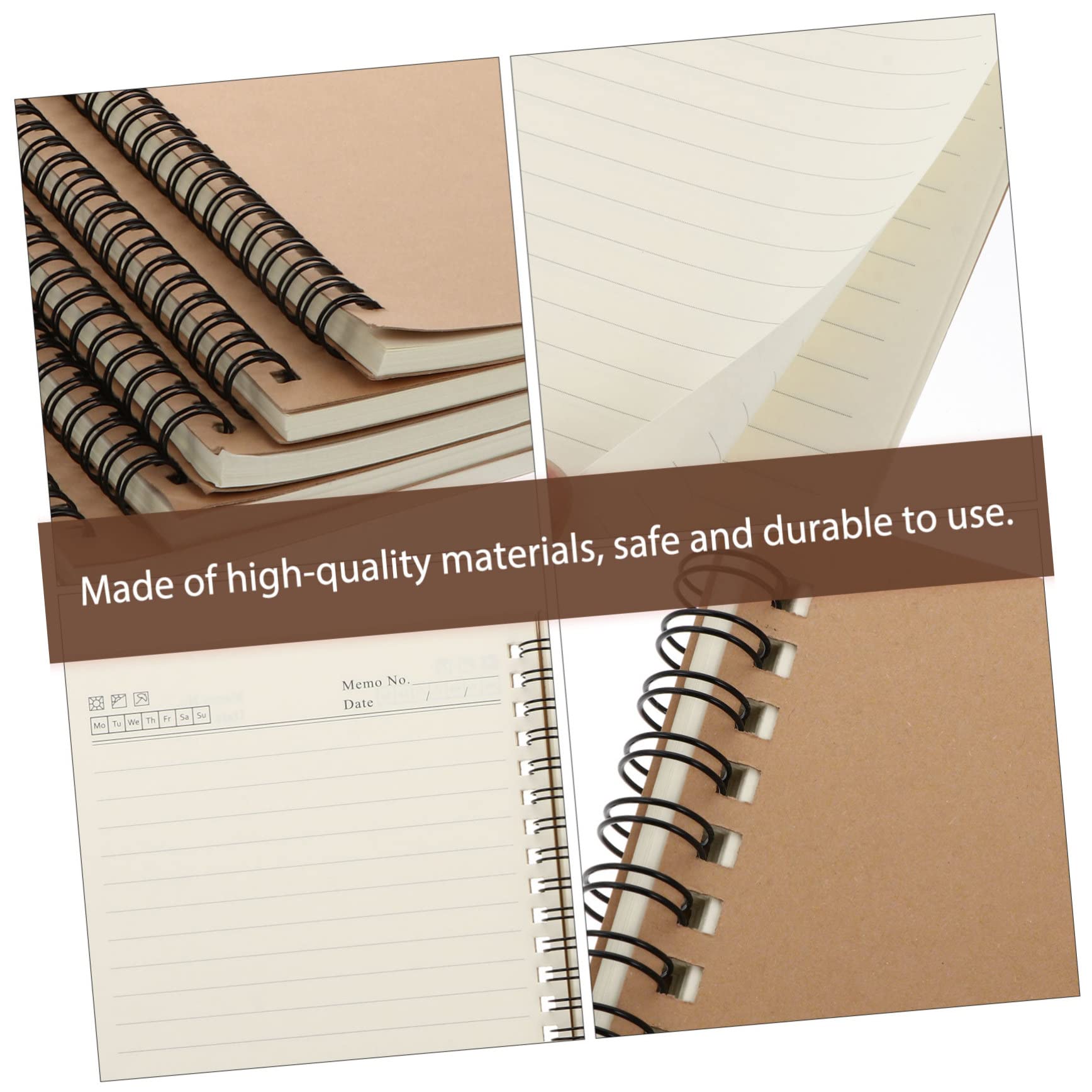 TEHAUX Quaderno Spirale in Carta Kraft Marrone 5 Pezzi Set Leggero e Facile da Trasportare Design Retrò Semplice per Pianificazione Settimanale e Scrittura Creativa