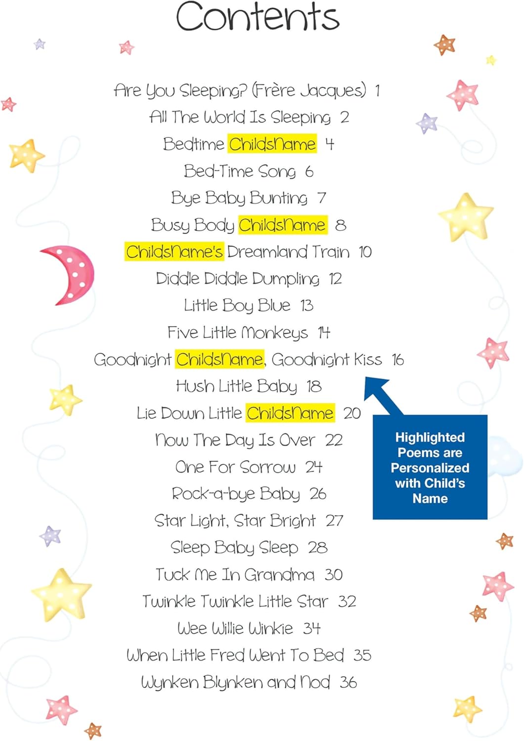 Personalized Bedtime Stories Nursery Rhymes Book - Custom with Child’s Name - Baby Name Book Gift for Boys & Girls - Keepsake Bedtime Stories for Kids, Personalized Baby Book