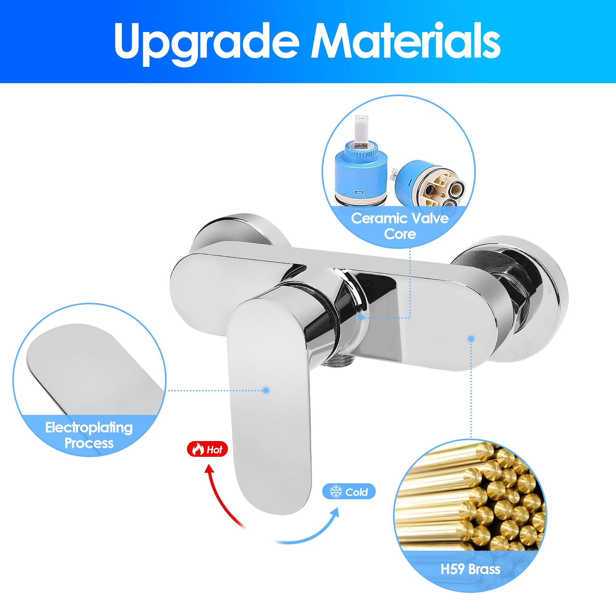 MEKOTRIN Shower Mixer Valve Wall Mounted - Image 4
