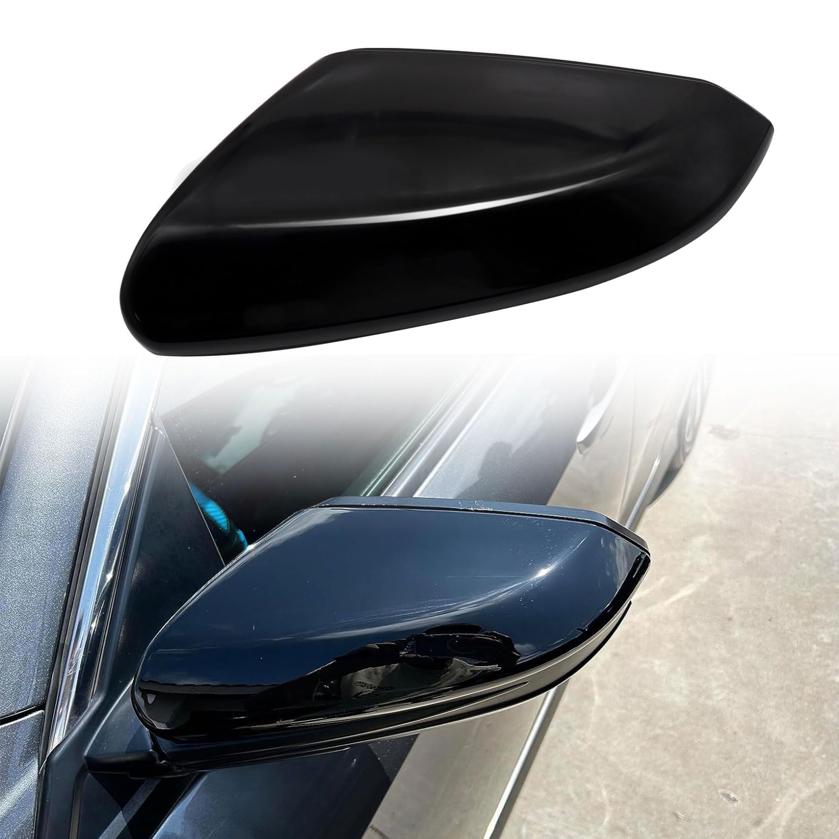 Priprilod Left Driver Side Mirror Cap Cover Glossy Black Compatible With Honda Civic 2016-2021#76251-TBA-A21ZG
