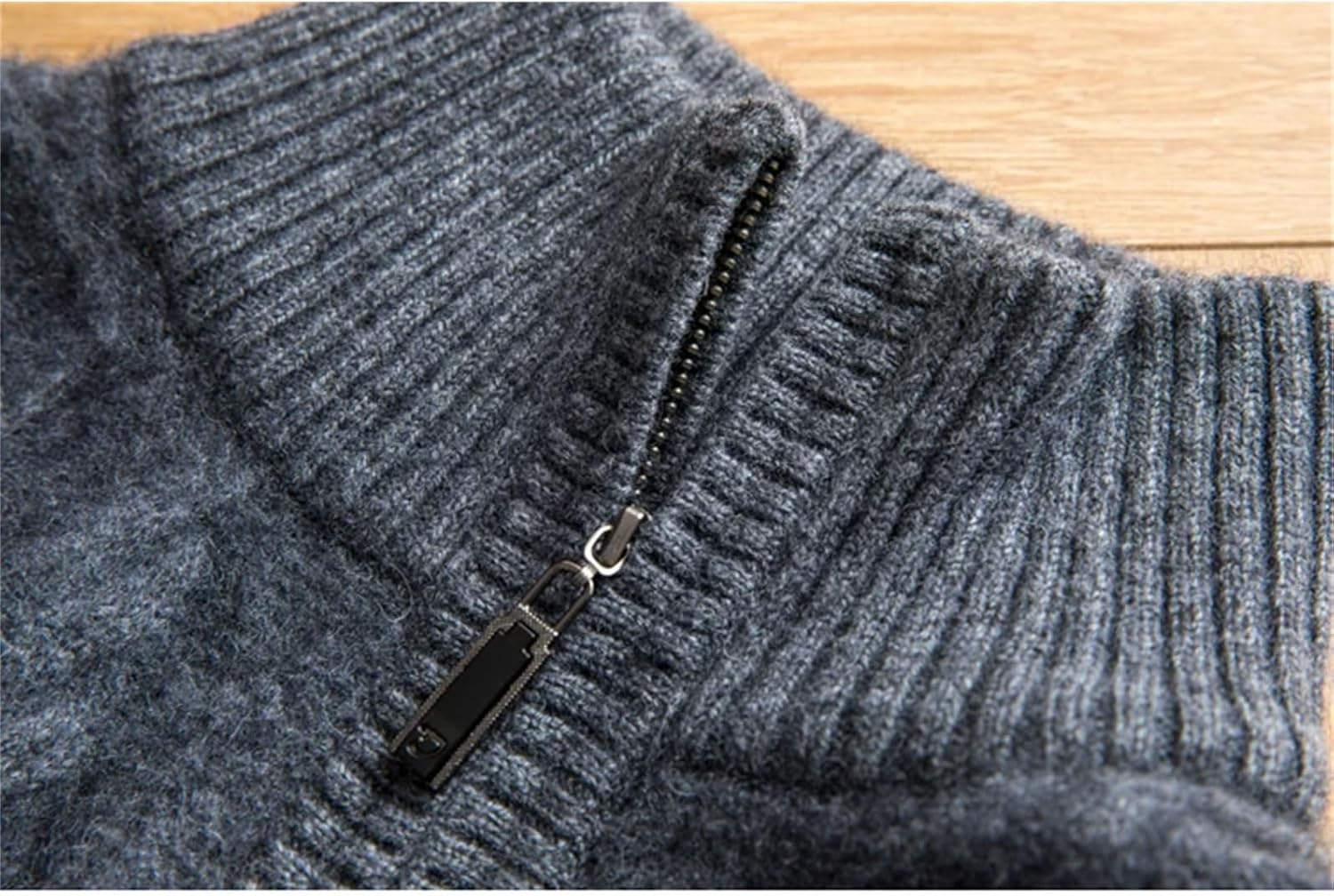 Men's Fahsion Cashmere Sweater Half High Zipper Thick Knitted Warm Bottoming Shirt