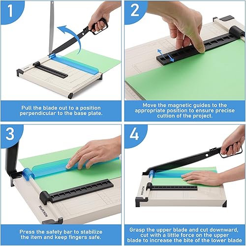 Vista 7 de Paper Cutter, Paper Slicer with Safety Guard and Blade Lock, 12" Cut Length Guillotine Paper Cutter with 16 Sheet Capacity, Paper Cutters and