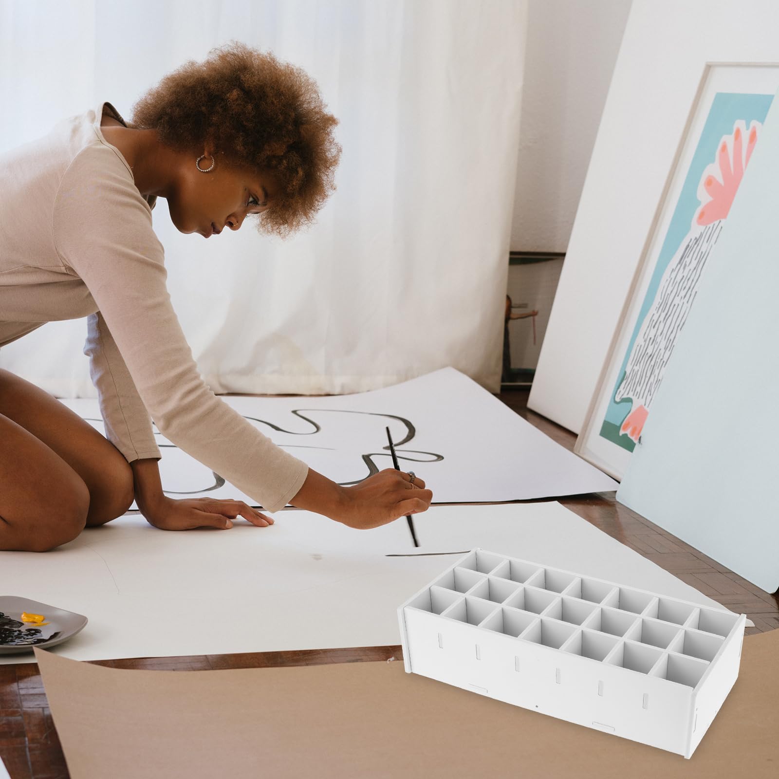 Organisateur De Peinture Support De Stockage De Bouteilles De Peinture Multi-Fentes Pour Bouteilles De Pigments Et Tubes De Rangement De Bureau Pour Atelier 13.50 X 6.30 X 3.50 in