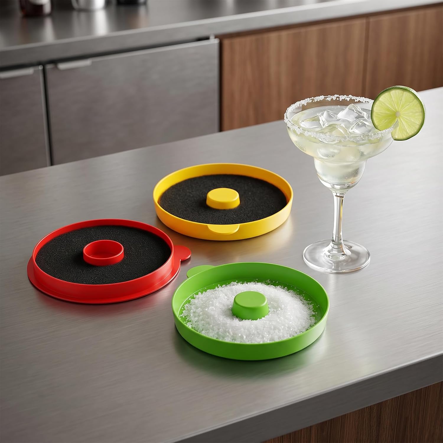 3 Pack Margarita Salt Rimmer Set, Cocktail Glass Rimmer, Bar Accessory image 4