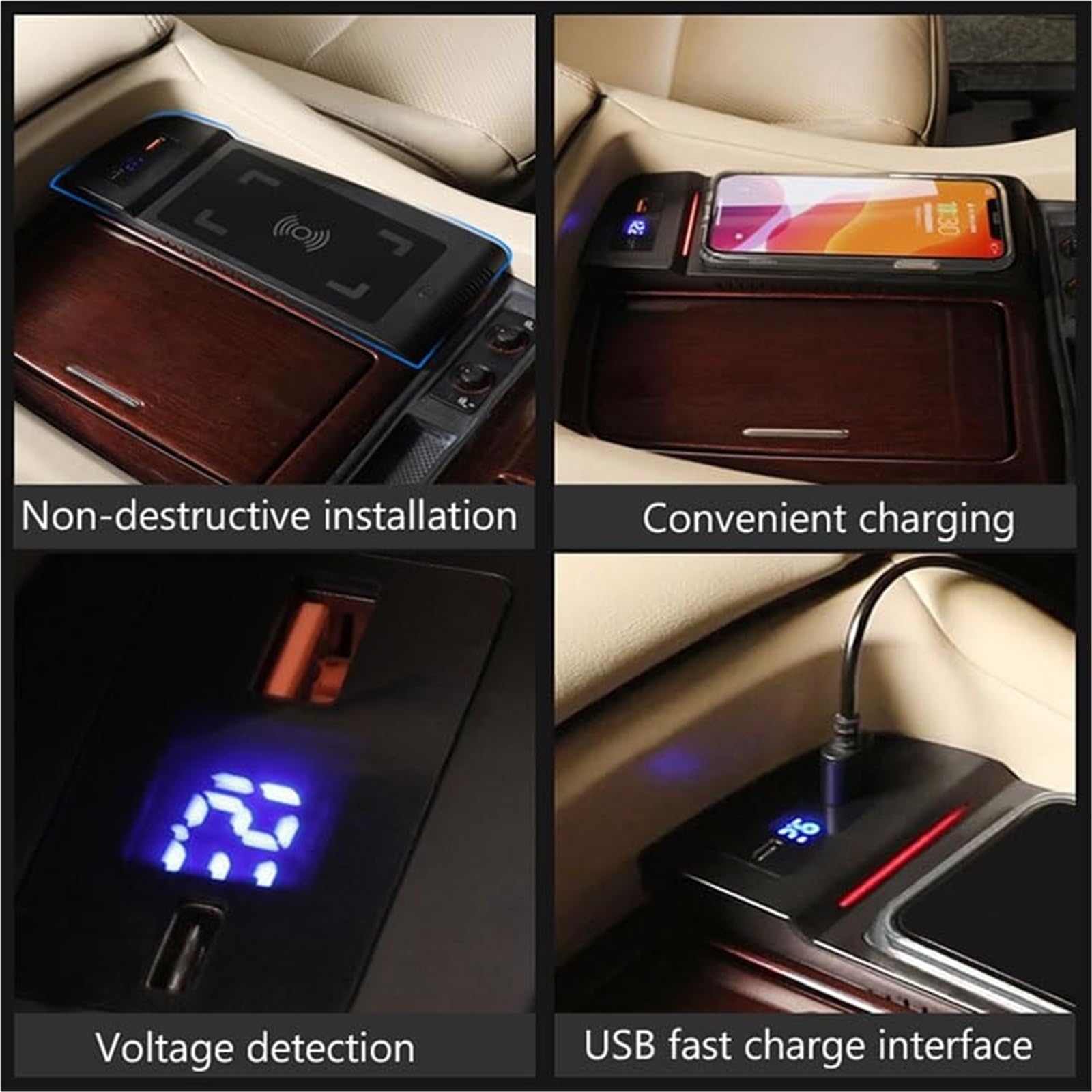 Ładowarka samochodowa QI bezprzewodowa Panel do ładowania telefonu Pad 15 W, do Toyoty, Alphard RHD 2015-2021 Wszystkie telefony kompatybilne z Qi Bezprzewodowa ładowarka samochodowa