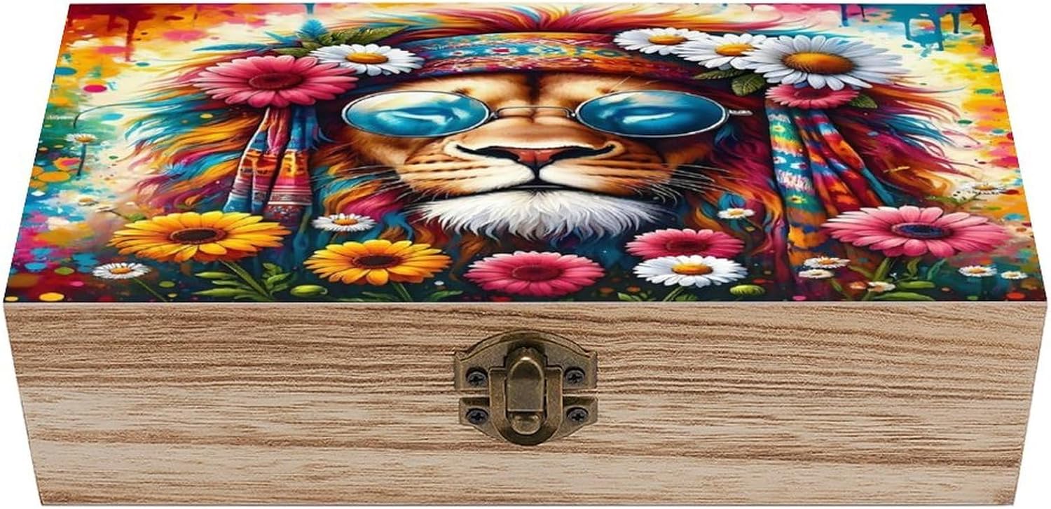 Colorful Lion Flower Jewelry Box