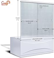 Vista 12 de SUNNY SHOWER B020, puertas de regadera deslizantes sin marco (56 - 60 x 72 pulgadas), cristal de 1/4 pulgada, acabado cromo