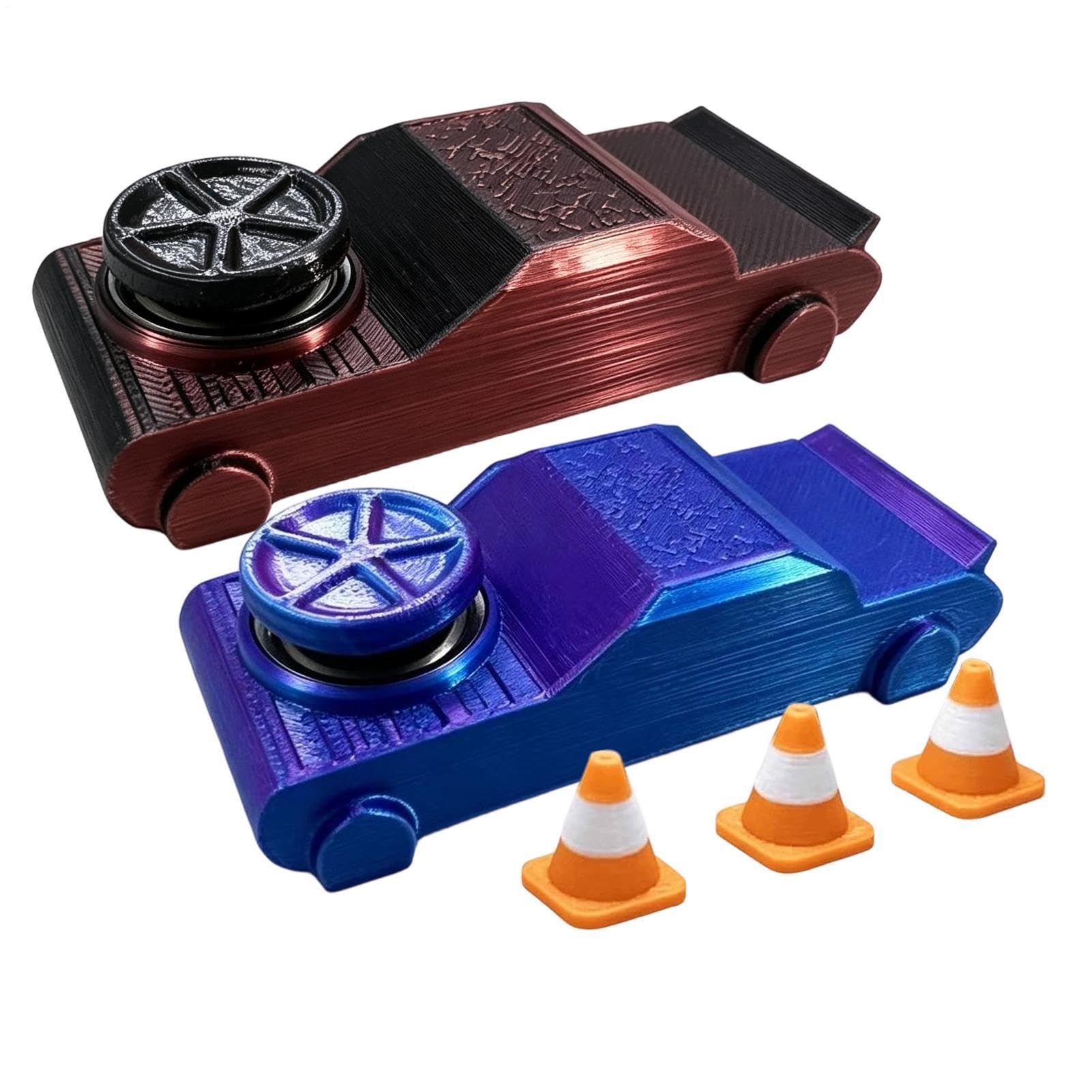 2pack Fidget Drifter, 3D Printed Drift Car Finger Racing with Roadblocks