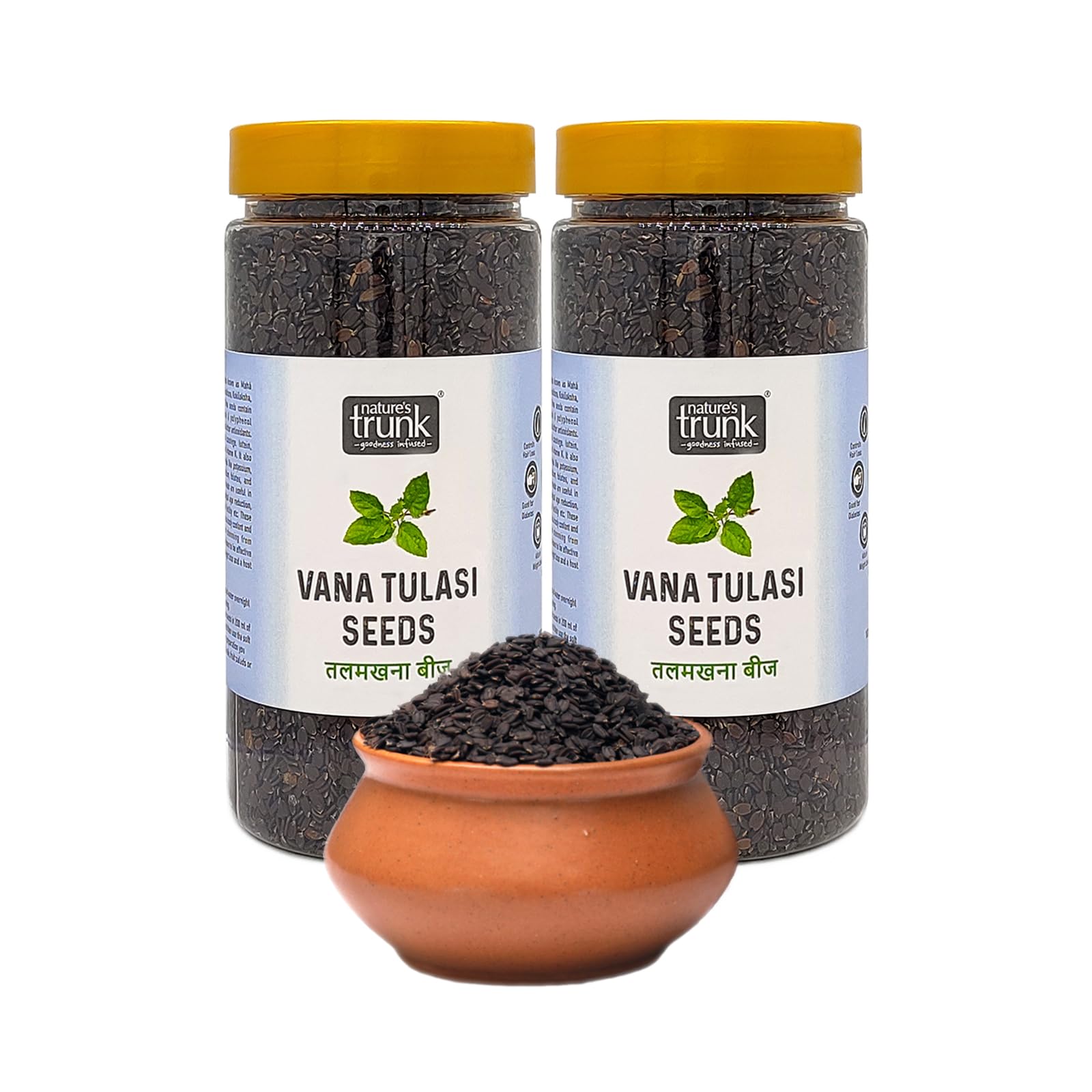 Natures Trunk-Vana Tulasi Seeds|Basil Seeds|Pignut Seeds|Jungle Tulasi Seeds|Edible Tulsi Seeds (Carya Glabra)|Talmakhana|Bhustrana Sirna|Pure,Natural&Healthy Pack Of 2) (250Gram Each) (B0BQFB3YMS) Amazon Price History, Amazon Price Tracker