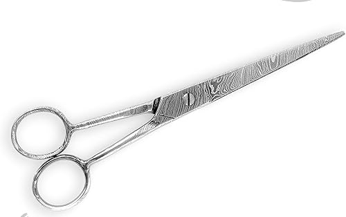 Perkin Tijeras de corte de pelo de acero Damasco profesional tijeras de barbería