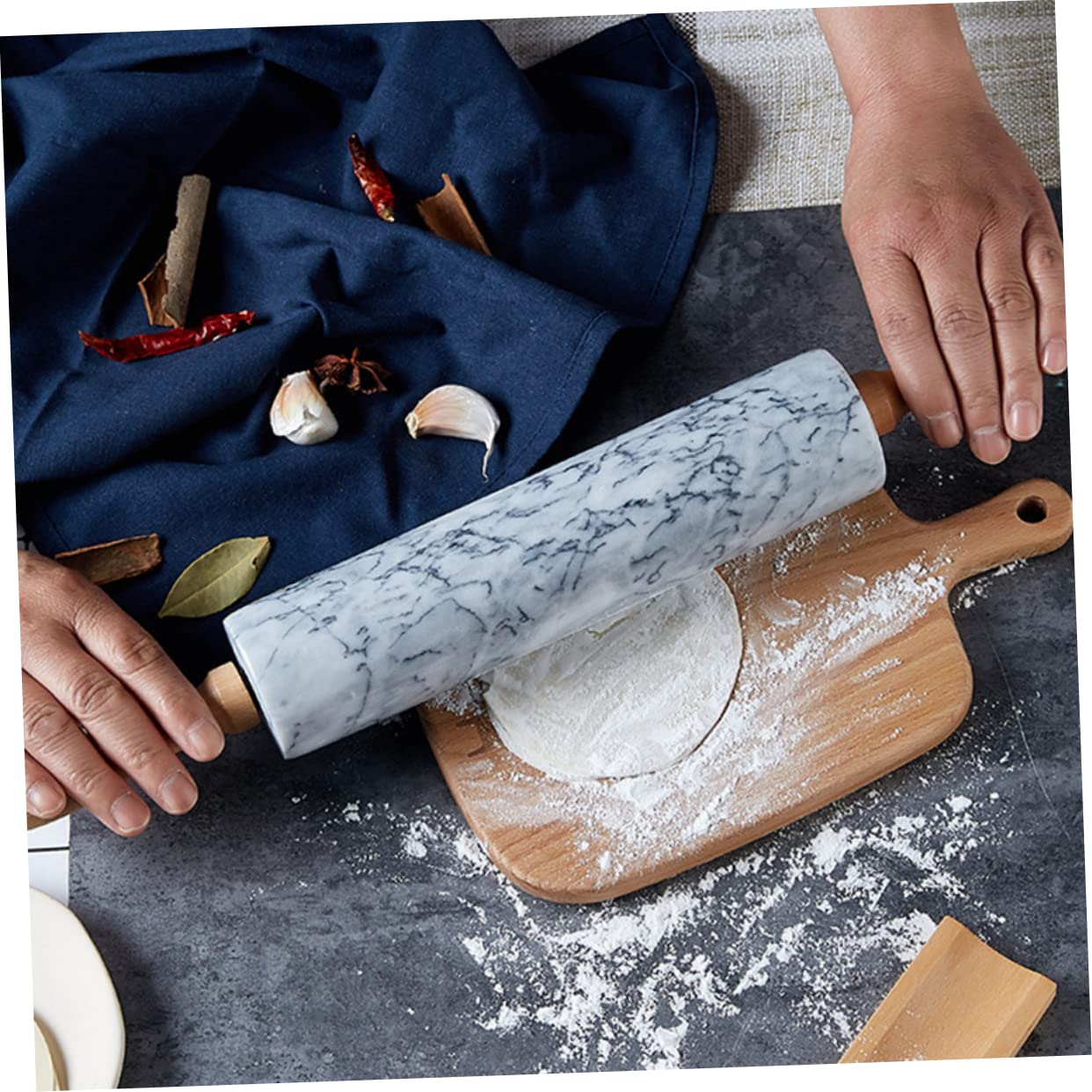 Alipis Rodillo de Mármol para Amasar Masa Rodillo de Madera para Hornear para Cocinar Fondant y Otros Postres