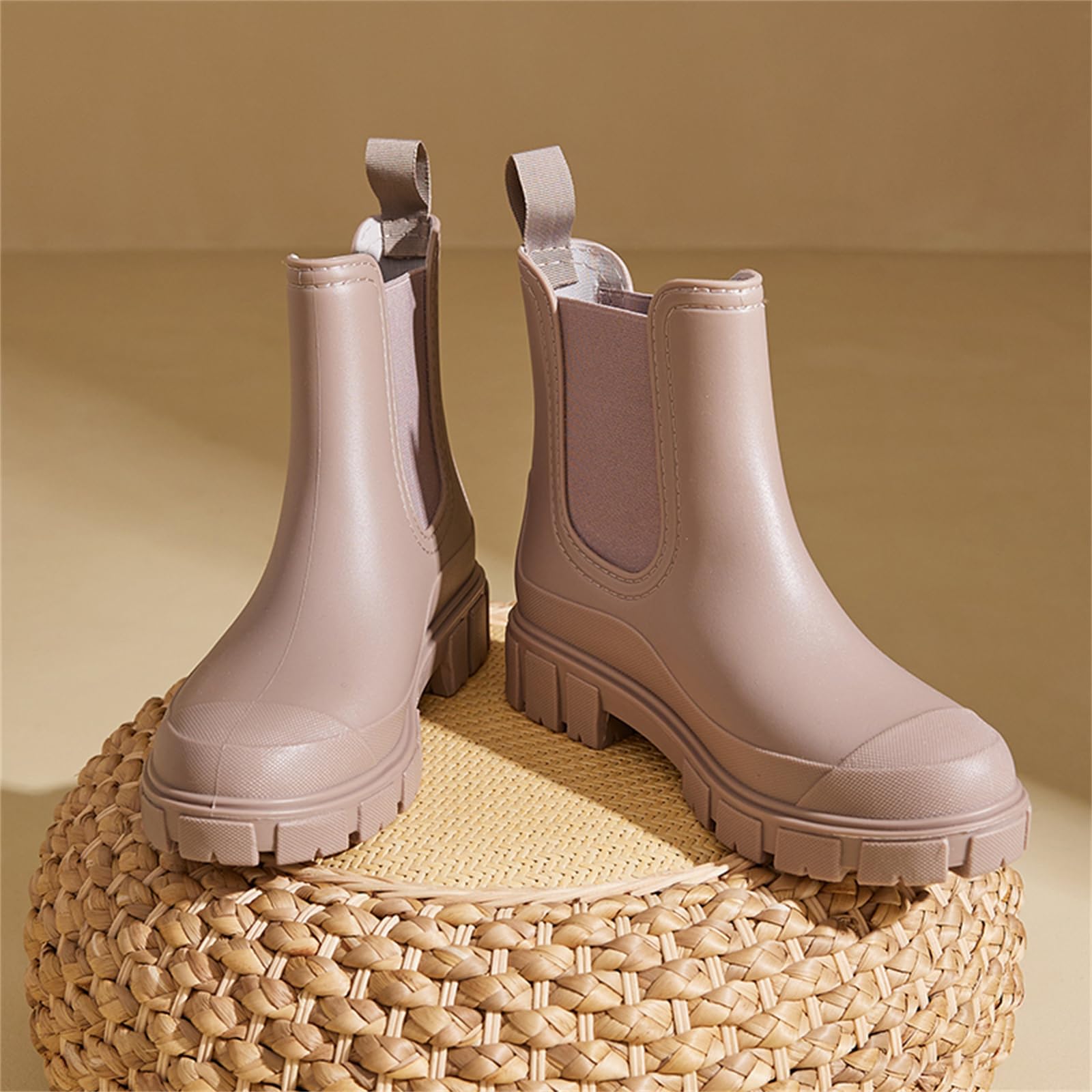 AONEGOLD Lluvia Botines Impermeables Botas Mujer Antideslizante Tobillo Boots Botines de Caucho Moda Jardín Trabajo