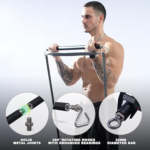 Miniatura 3 de GEKU FIT Barra de banda de resistencia, barra de entrenamiento desmontable de longitud ajustable para entrenamiento de banda de resistencia,