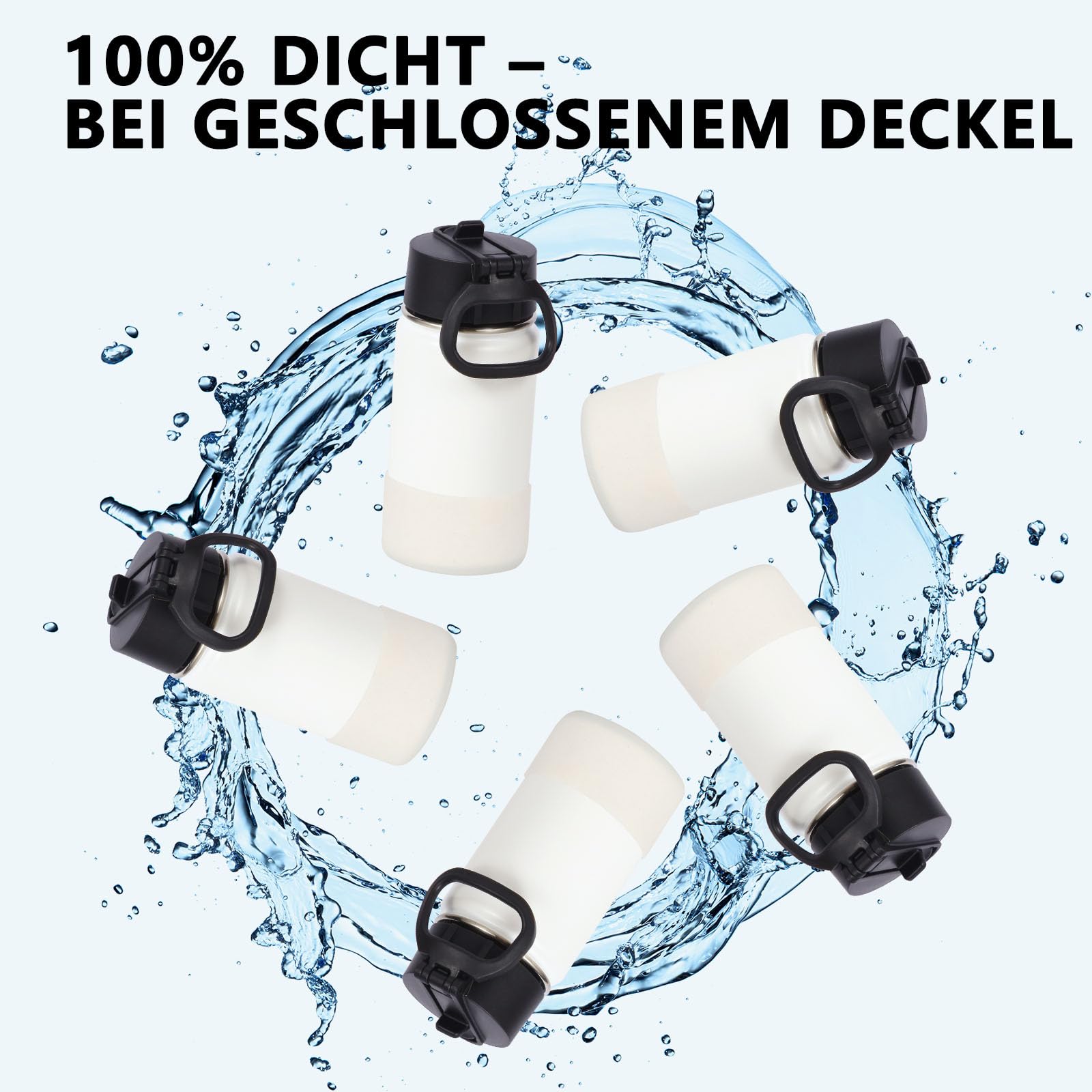 Volhoply 410ml Trinkflasche Kinder aus Edelstahl, doppelwandige vakuumisolierte Thermosflasche mit Trinkhalm & Griff, Silikonschutzhülle, BPA-freie Isolierflasche für Schule (Farbmix, 6er-Set)