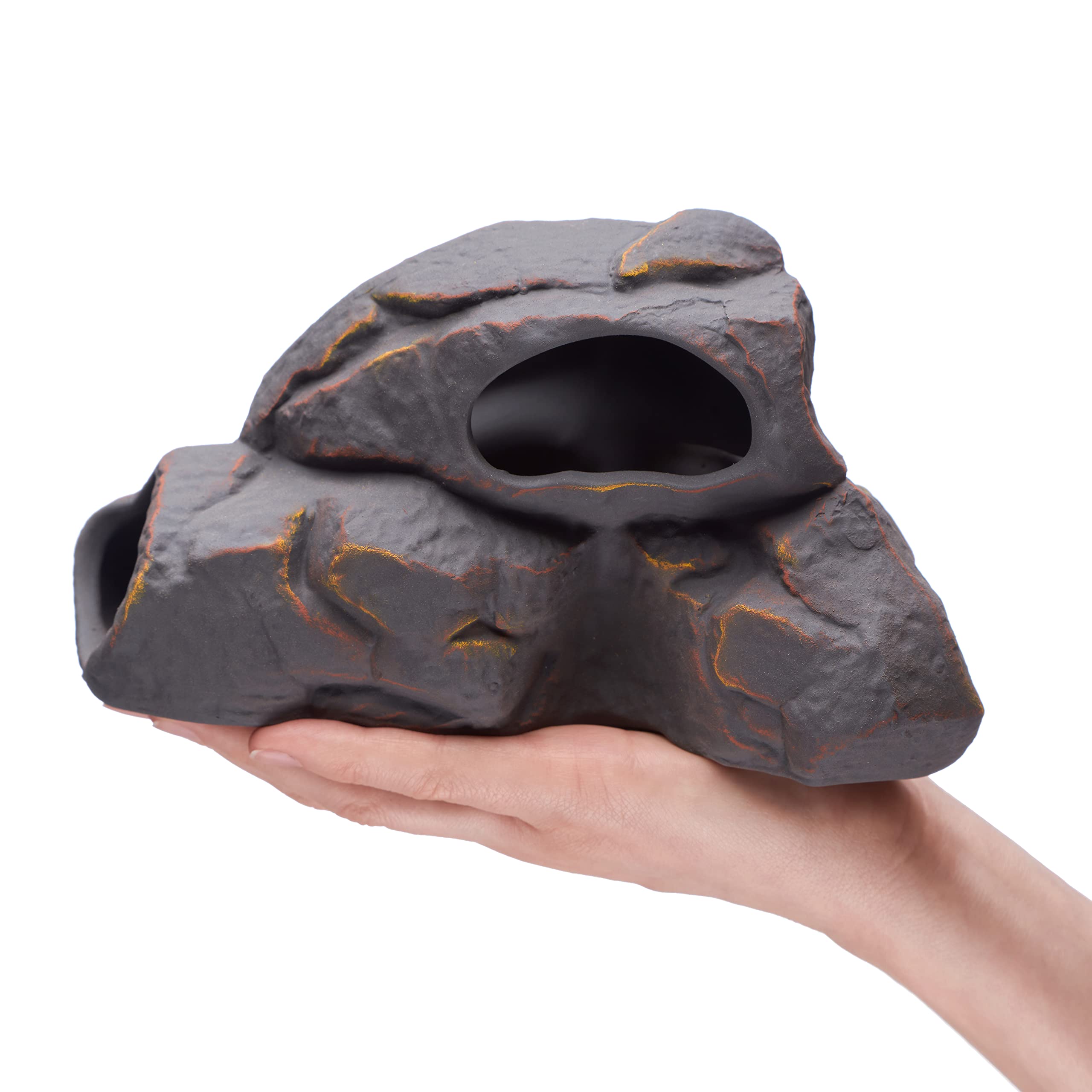 Plecoceramics Aquarium-Dekoration aus Keramik, Höhle, Betta-Stein, Dekoration für Aquarien, Versteck für die Zucht von Buntbarschen, Plecos, Betta-Spielzeug, Versteck (Magma-Stein)