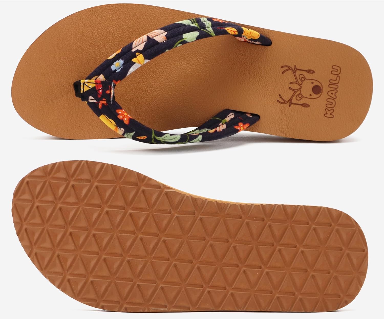 KuaiLu Womens Yoga Mat Flip Flops Comfy Arch Support Ladies Summer Beach Pool Soft Cushion Walking Thong Sandals Orthotic Slip on Outdoor Indoor Slides Famale Travel Essentials Outfits Shoes Khaki US8 - Image 7