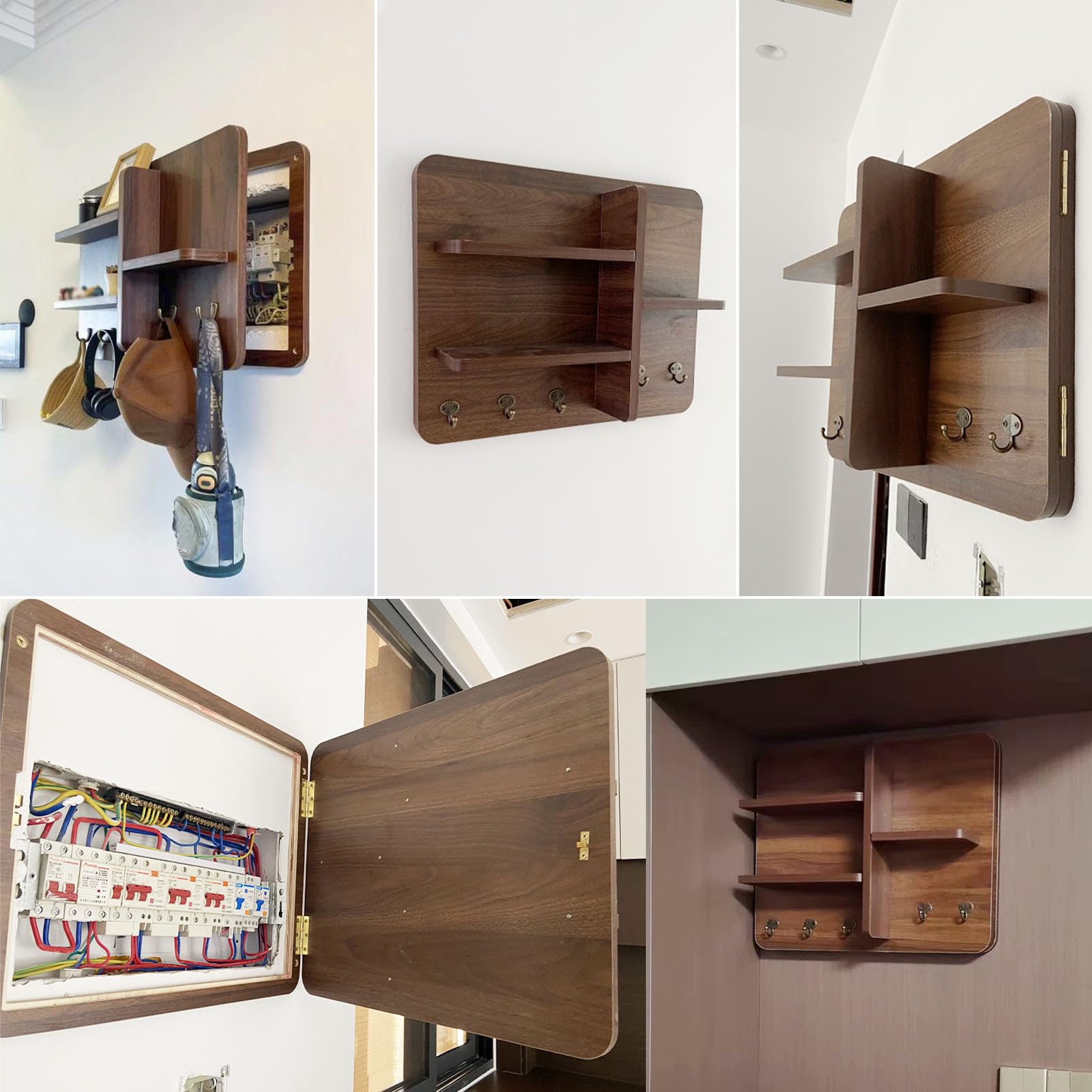 Tapa Cuadro Eléctrico Decorativo con Ganchos, Tapa Contador Luz Decorativa de Madera con Separador, Cuadro para Tapar Cuadro Eléctrico, Caja Contador Eléctrico A 60x50cm