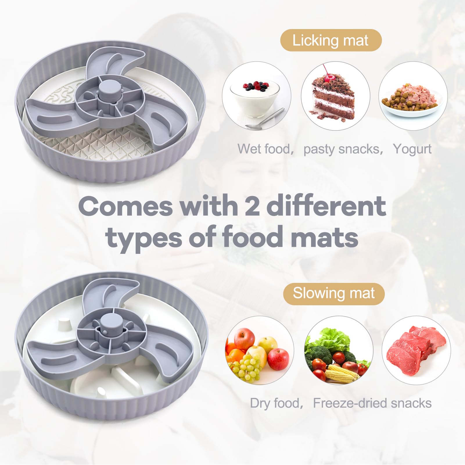Pofly Slow Feeder Dog Bowl - 10 Inch Puzzle Bowl With Licking Mat & Maze Insert For Dry/Wet Food, Anti-Slip - View #2
