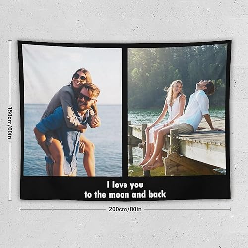 Miniatura 2 de Tapiz personalizado para cargar imágenes con fotos y textos, tapiz personalizado para colgar en la pared, manta de telón de fondo para decoración de