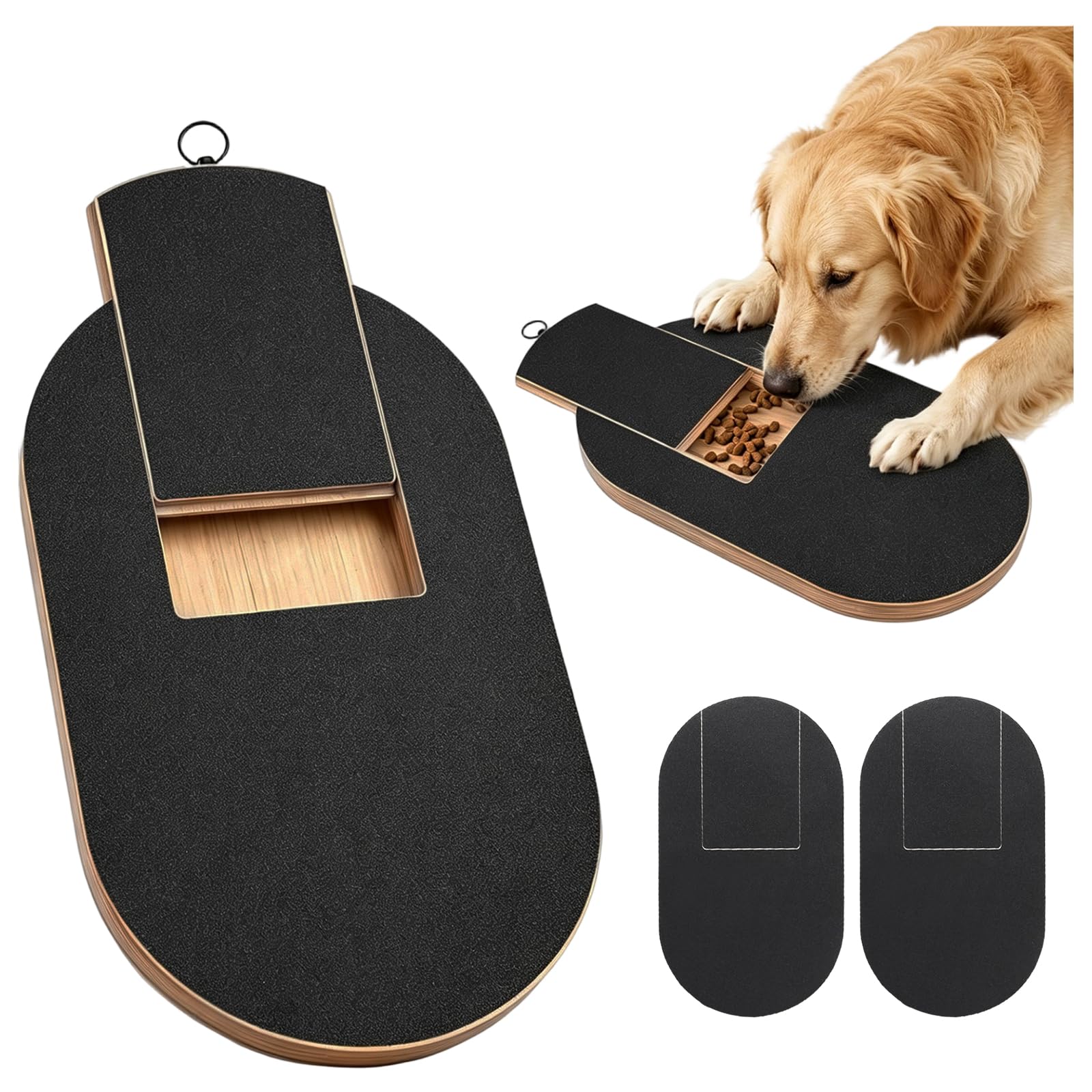 Dog Scratch Pad for Nails, Dog Scratch Board with Built-in Treat Box with 2 Replacement Sandpaper Oval Dogs Nail Pads Durable Dogs Nail File Toy