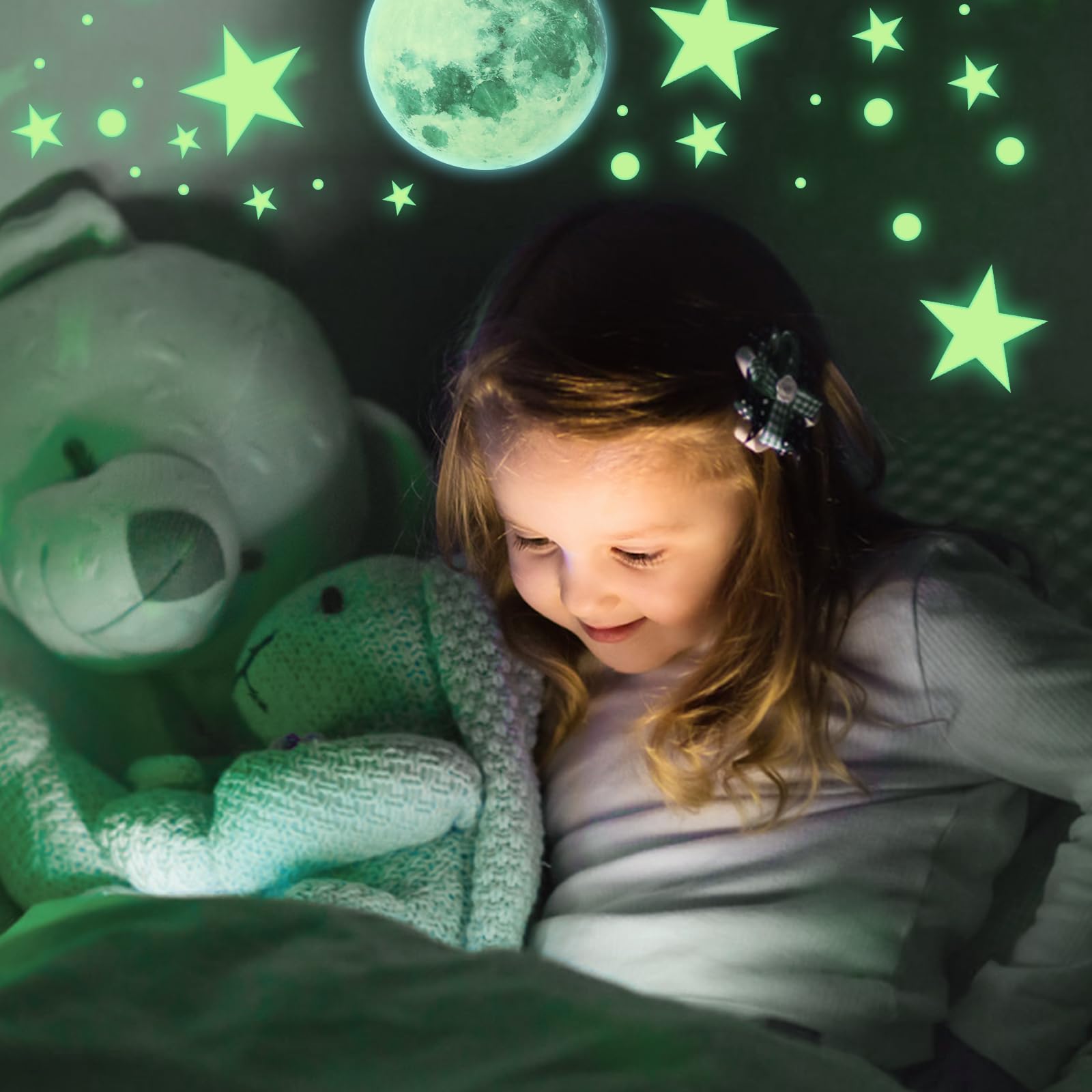 ZYEKIU Leuchtsterne Selbstklebend - Magischer Sternenhimmel Fürs Kinderzimmer Mit Mond Und Sternen